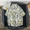 Camisa Masculina Retrô de Manga Curta Estilo Japonês com Estampa de Rosto Divertida Tendência Coreana Solta Top Tendência