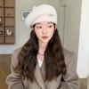 Linda Boina de Chenilla Otoño e Invierno Cálido Sombrero de Punto Versátil Simple Que Muestra el Rostro Sombrero Pequeño de Lana Sombrero de Estudiante