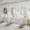 Gabinete de espejo para barbería sin taladro, gabinete de herramientas integrado, espejo popular LED con luces