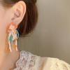 Pendientes elegantes de borla de flor de jade melocotón de estilo antiguo, pendientes artísticos de atmósfera romántica, pendientes retro de moda nacional para mujer, venta al por mayor
