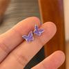 Pendientes de Lujo Ligero Geométricos Púrpura con Sentido del Diseño, adecuados para Moda Estrella Taladro Exquisito Pendientes de Luna de Amor para Mujer