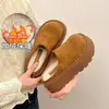 Pantuflas tipo Birkenstock de suela gruesa, que aumentan la altura, con forro de felpa, diseño de punta cerrada, para mujer, adecuadas para usar en exteriores, nueva colección otoño/invierno 2026, zapatos Birkenstock sin cordones