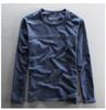 Camiseta de Manga Larga para Hombre Primavera 2025 Cuello Redondo Color Sólido Algodón Rústico Estilo Japonés Camiseta Básica de Algodón para Hombre - Liangchen