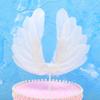Bolo de penas brancas Inserção de cartão Decoração de bolo de aniversário Lindo casamento de penas Dia dos Namorados Criativo artesanal Big Wings