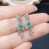 Venta al por mayor de fábrica, Pendientes de esmeralda natural más vendidos con incrustación de plata S925, Piedra principal 3*5, Joyería lujosa, Venta directa de fábrica