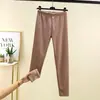 Nuevos leggings térmicos para mujer de otoño e invierno, engrosados y cálidos, cintura media-alta, cintura elástica, adecuados para usar como capa base