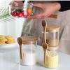 Frasco de Vidrio Redondo para Almacenar con Cuchara, Frasco para Condimentos, Frasco Sellado para el Hogar, Botella de Vidrio para Almacenar Frijoles y Frutas Secas