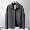 Chaqueta para Hombre Otoño/Invierno 2026, Cuello de Solapa, Versión con Cremallera, Para Jóvenes y de Mediana Edad, Estilo Old Money, Abrigo Corto de Lana Holgado para Negocios, Moderno
