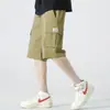Shorts Cargo de Verão Novos Europeus Transfronteiriços Masculinos Largos Retos com Múltiplos Bolsos Tamanho Plus Casual de Comprimento Médio
