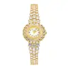 Relógio Feminino Missfox Fashionável e Requintado Estilo Ins Dourado Retrô Cobre Incrustado Zircônia Alta Qualidade
