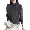 Suéter de cuello alto medio para mujer de otoño e invierno Nuevo estilo 2025 Camiseta básica de punto holgada Se puede usar por fuera en invierno