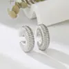 Aretes de círculo geométrico retro francés ins de acero de titanio para mujer, opcionales de dos colores, venta al por mayor de fábrica, se pueden usar sin perforaciones en las orejas