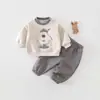 Conjunto de Sudadera con Forro Polar para Bebé Estilo Otoño Invierno Sudadera Pulóver para Bebé y Niño Pequeño Calidez Engrosada Unisex Ropa Exterior Elegante para Niños