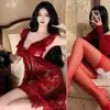 Camisón Sexy de Encaje Talla Grande para Mujer, Lencería Erótica, Tentación Transparente, No Necesita Quitarse, Conjunto de Pijama Apasionado, Una Pieza Envío Directo