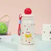 Nueva taza aislada portátil 316 de acero inoxidable, elegante y linda, para niñas, popular entre los estudiantes, con un diseño único de dibujos animados y pajilla