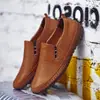 Mocasines de Primera Capa de Piel de Vaca sin Cordones de Moda Cruzados Talla Grande Formales Mocasines de Piel Zapatos Casuales Zapatos Perezosos Zapatos de Hombre