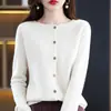 Cárdigan de Lana con Patrón de Osmanthus Transfronterizo para Mujer, Suéter de Punto Ajustado para Otoño e Invierno, Top Redondo Sin Costuras, Moderno