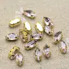 10 Piezas de Strass de Garra Cosidos a Mano de Ojo de Caballo Pequeño de 4x8mm con Base Dorada y Agujeros para Decoración de Zapatos y Cuellos de Ropa, Botones de Strass para Bolsos