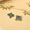 Anillo de Plata S925 Cloisonné Doble Cabeza Hebilla Doble Cabeza Accesorios Pendientes de Calabaza de Plata Esterlina Vintage Pulsera Accesorios de Joyería DIY