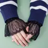 Mangas Curtas de Renda Atacado para Mulheres, Suéter Versátil com Mangas Decorativas em Renda, Punhos Falsos Pretos e Brancos