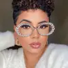 Gafas de strass de venta cruzada más vendidas para mujer, gafas sin montura de alta gama con adornos de diamantes para sesión de fotos de fiesta