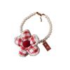  Collar Festivo de Año Nuevo para Mascotas, Flor Roja de Felpa con Perlas, Joyería de Lazo para Perro Gato, Collar