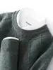Suéter Grueso de Lana Otoño/Invierno 23 para Hombre, Casual de Negocios Cuello Redondo Jacquard Jersey Manga Larga Color Sólido Cachemir Tejido Camisa Base