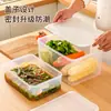 Caja para encurtidos para verduras frescas, frasco para pepinillos, recipiente para kimchi, caja de almacenamiento de alimentos de gran capacidad para refrigerador, caja de plástico sellada, forma rectangular