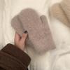Invierno para mujer lindo estudiante cálido de aspecto alto anticongelante ciclismo piel de visón artificial estilo coreano forro polar engrosado bolsa dedo