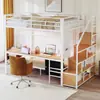 Cama litera de tamaño completo para uso doméstico con escritorio y escaleras, de comercio exterior transfronterizo, cama metálica de doble capa, dormitorio integrado, moderno y minimalista