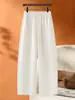 Pantalones de pierna ancha de algodón Tencel para mujer, nuevo estilo de otoño, 2026, de moda, cintura alta, sueltos, con caída, casuales