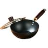Patrón Martillado Olla Pequeña de Hierro Forjada a Mano Olla de Hierro sin Recubrimiento Cocina de Inducción Gas Universal para el Hogar Wok Multifuncional de Fondo Redondo