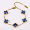 Pulseira de Aço Inoxidável com Trevo de Quatro Folhas e Cinco Flores de 13mm, Venda Quente Transfronteiriça para Mulheres, Joias Modernas de Luxo Leve, Atacado de Fábrica em Estoque