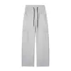 Pantalones casuales de estilo americano de calle con bolsillo vertical para hombre, otoño talla grande de moda, ajuste holgado, versátiles, rectos, de pierna ancha