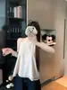 Blusa Regata Patchwork Elegante Estilo Francês com Gola Alta e Detalhe de Fita, Sem Mangas, para Mulheres, Peça de Verão, Corte Justo, Emagrecimento, Ombro a Ombro