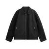 Chaqueta de Mezclilla Lavada Boxy con Diseño de Cremallera y Cuello de Solapa Estilo Workwear Old Money Retro Americano Magic Bear para Hombre