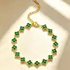Pulsera de trébol de cuatro hojas colorida de estilo europeo y americano con diamantes completos, sensación de lujo ligero y alta gama, pulsera incrustada de diamantes, joyería exquisita moderna y versátil