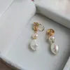 Brincos de pérola de água doce alienígena barroco, brincos de borla para mulheres, prato de incenso com mosquito de vento frio, brincos de moda