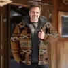 Nuevo Estilo Bohemio Conjunto de 2 Piezas Casual Sudadera Estampada de Manga Larga con Cremallera Chaqueta Gruesa de Algodón para Invierno