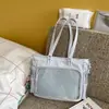 Bolsa Rosa Translúcida Mate con Brillo Fino, Adecuada para Chicas Estilo Anime, Se Puede Usar como Bolso Cruzado o de Hombro, Ideal para Estudiantes que Van a la Escuela, Tareas o Clases Extra