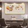 Mapa del Mundo de China Pintura con Luz LED Entrada de Oficina Estudio Pintura Decorativa Horizontal Sala de Estar Sala de Conferencias Pintura Grande