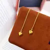 Tienda de Oro Mismo Estilo Chapado en Oro Moda Diseño de Nicho de Alta Gama Color Dorado para Mujer Exquisito Suave Forma de Corazón Accesorios de Hilo para Oreja