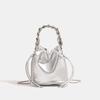 Bolso Cubo de Cadena Tejida Plateado Modelo Nuevo 2026 para Mujer, Bolso de Mano de Gama Alta de Nicho, Bolso Pequeño Cruzado, Bolso de Hombro