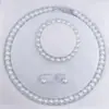 Venda Quente Transfronteiriça Conjunto de Três Peças de Colar, Pulseira e Brincos de Pérola Artificial 8mm Moda Feminina Conjunto de Joias de Pérola Atacado
