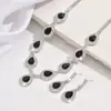 Traje de Joyería Europeo y Americano Pendientes Exagerados Incrustados de Diamantes Cadena para Clavícula Moda de Cena Collar Brillante Conjunto de Dos Piezas