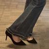 Zapatos de Tacón Alto para Mujer, Nuevo Estilo Verano 2026, Tacón de Aguja Negro Punta Fina Boca Baja, Zapatos de Etiqueta Trendy Sexy Elegantes para Estudiante