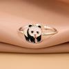 Moda Lindo Goteo de Aceite Pequeño Panda Temperamento Animal Anillo Abierto Mujeres Venta al por Mayor