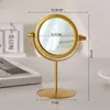 Espejo de Maquillaje de Escritorio de Lujo Ligero para Celebridades de Internet Espejo de Tocador de Mesa con Patas Altas Espejo Redondo de Alta Definición Espejo de Belleza Espejo Pequeño para Dormitorio