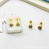 El No. 19 Aretes de Trébol de Cuatro Hojas Incrustados con Diamantes Live Link, Aretes de Acero de Titanio que No se Desvanecen, Productos de Venta Caliente Transfronterizos