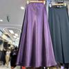 Nueva Falda de Cola de Pez de Satén de Acetato de Cintura Alta Elegante Francesa Elegante Color Sólido Seda Deslizante Larga Falda de Cadera